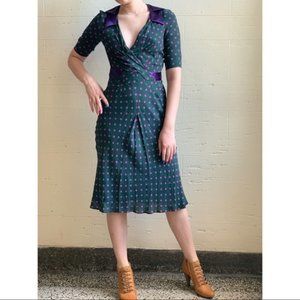 Rare Vintage Moschino Silk Polka Dot Retro Dress sz S